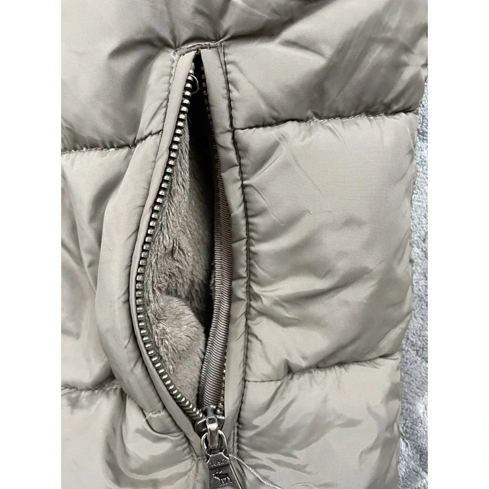 Vintage Abercrombie &‎ Fitch Down Puffer Vest Small Green Brown AS IS Zipper
